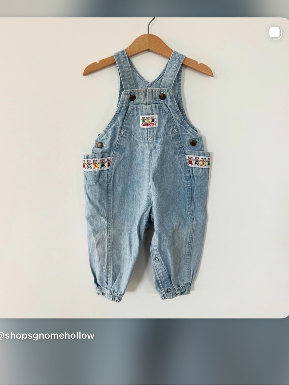 Vintage OshKosh B’gosh Vestbak overalls with bear trim. 18/24 m